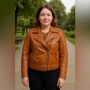 Moto jacket, leather by Kyzer Kraft. NWT, beautiful jacket. Nice embelli…